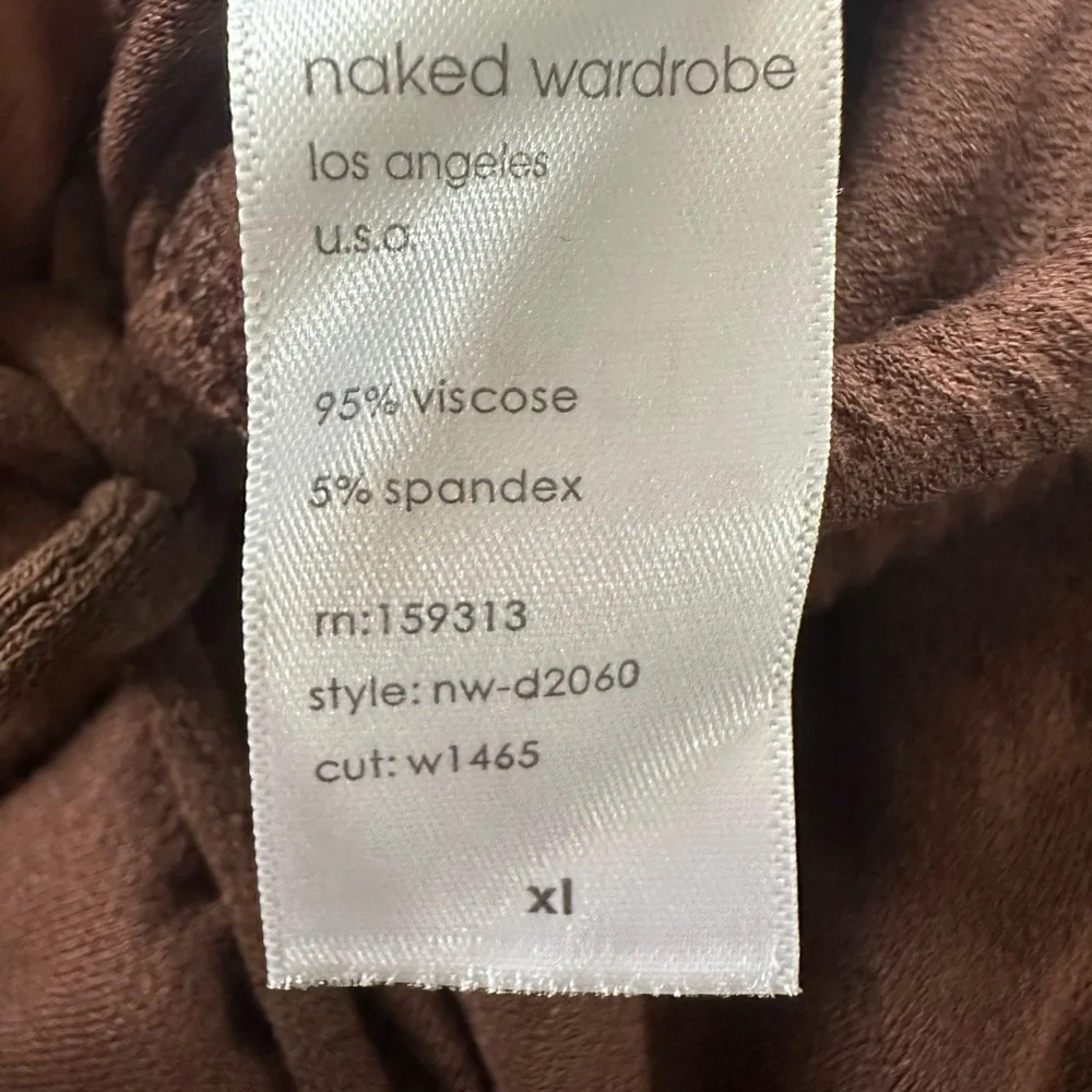 NAKED WARDROBE Ruched Long Sleeve Cutout Minidress in Chocolate XL NWOT - Picture 9 of 11